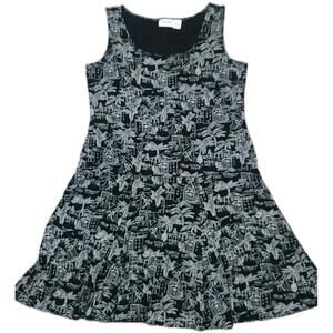 Chicos Travelers Dress Size 2 Black White Palm Trees Beach Print